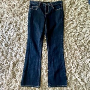 Calvin Klein Women's Denim Mid Rise Flared Fit Jeans - Dark Blue - Brand New